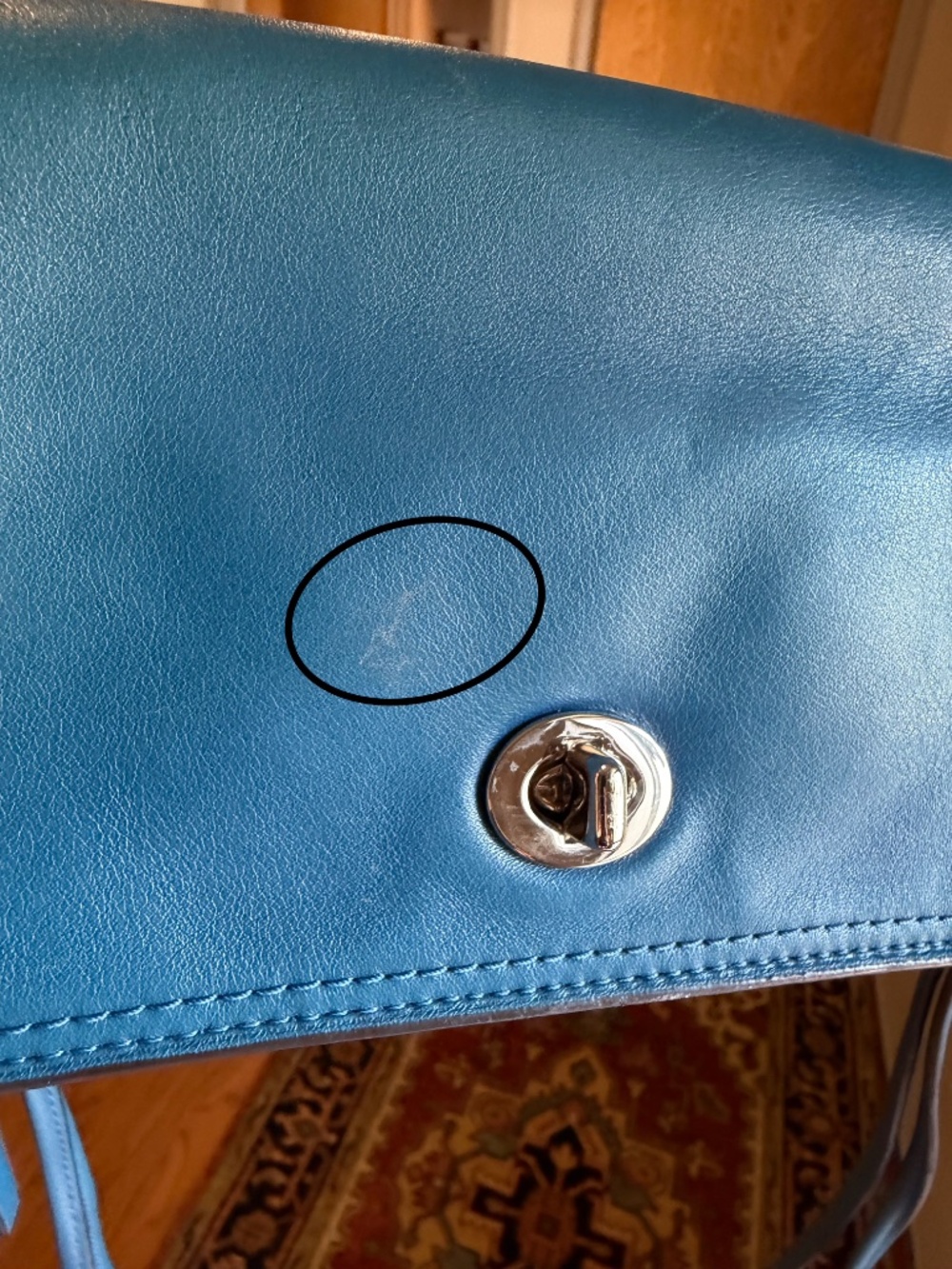 Coach Teal Blue Leather Turnlock Crossbody with double tassels - Picture 9 of 11